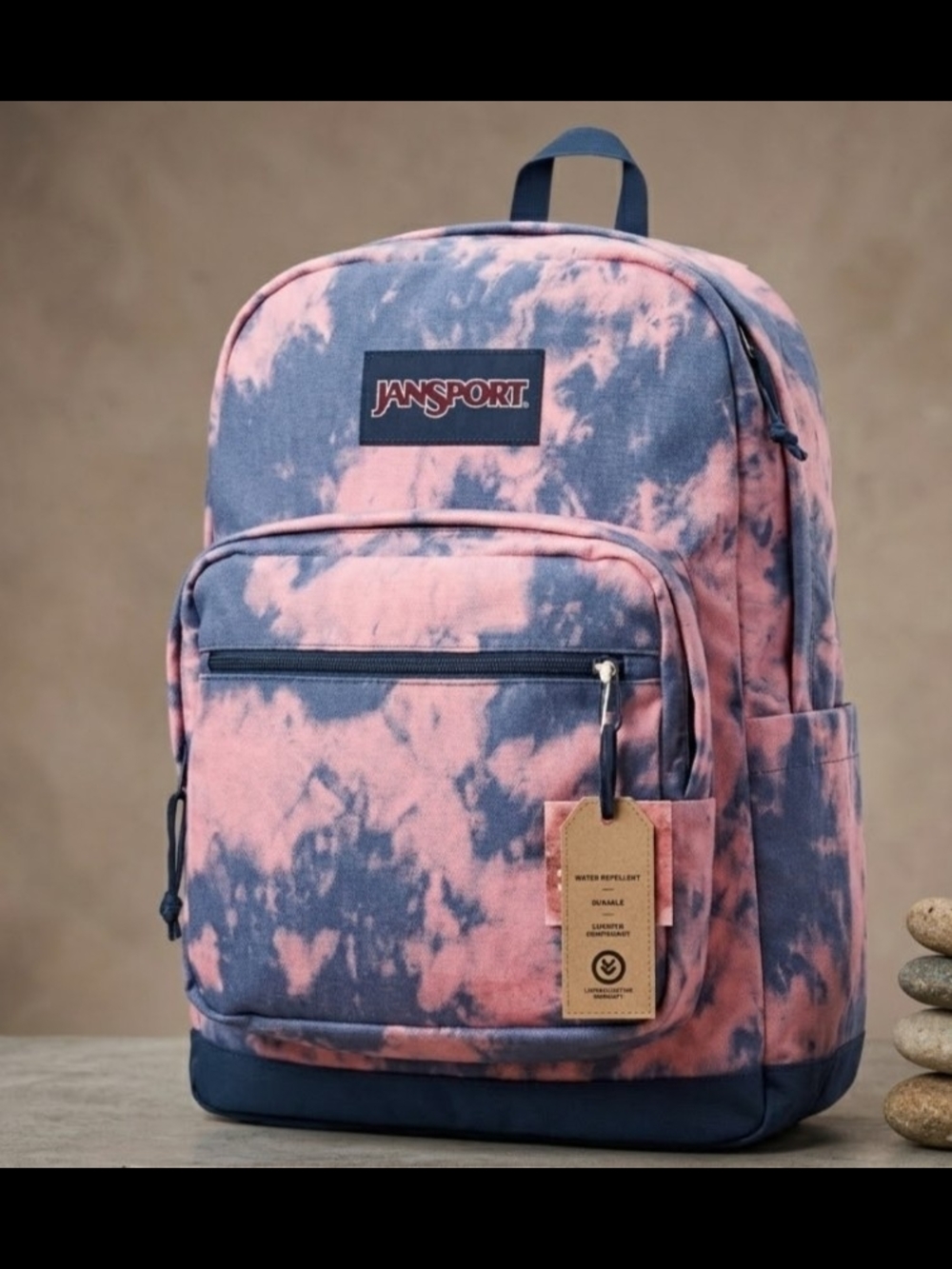 NEW! Jansport Pink & Navy Tie-Dye Backpack XL NWT